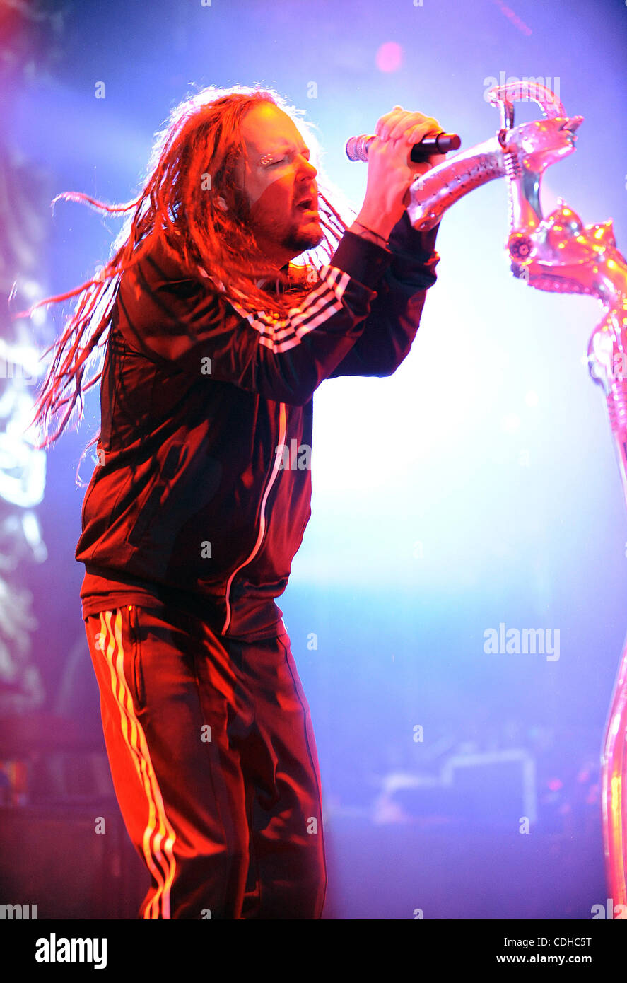 Feb. 2, 2011 - Fayetteville, North Carolina; USA - Singer JONATHAN DAVIS of the band Korn performs live as part of the Music As A Weapon Tour as it  makes a stop at the Crown Coliseum. Copyright 2011 Jason Moore. (Credit Image: © Jason Moore/ZUMAPRESS.com) Stock Photo