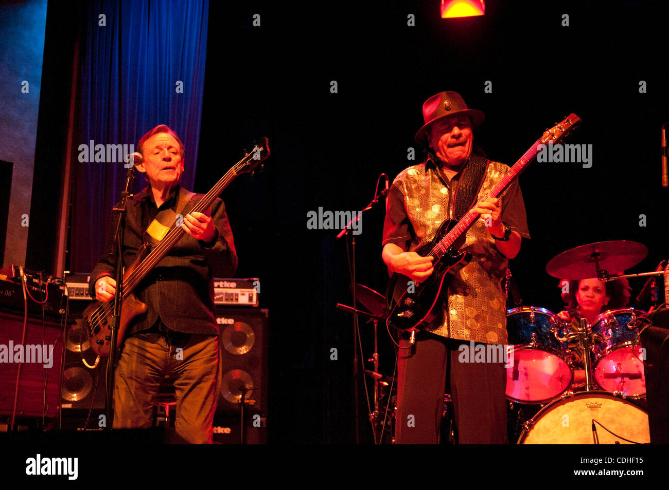 Feb 05, 2011 - Oakland, California, U.S. - JACK BRUCE and special guest CARLOS SANTANA perform live with the Tony Williams Lifetime Tribute Band at Yoshi's Jazz Club. (Credit Image: © Jerome Brunet/ZUMAPRESS.com) Stock Photo