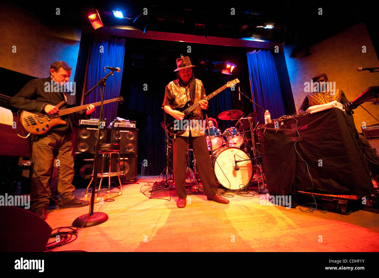 Feb 05, 2011 - Oakland, California, U.S. - JACK BRUCE and special guest CARLOS SANTANA, CINDY BLACKMAN and VERNON REID perform live with the Tony Williams Lifetime Tribute Band at Yoshi's Jazz Club. (Credit Image: © Jerome Brunet/ZUMAPRESS.com) Stock Photo
