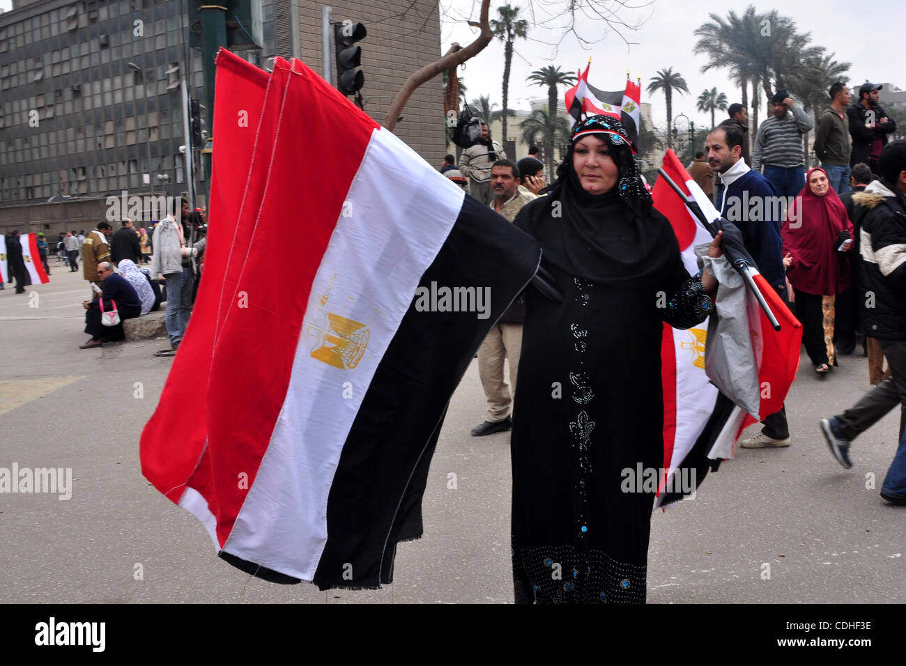 Egyptian anti-Mubarak protesters take part in a protest in Cairo, Egypt, Saturday, Feb. 5, 2011. President Barack Obama said Egypt's Hosni Mubarak should do the statesmanlike thing and make a quick handoff to a more representative government.  Photo by Ahmed Asad Stock Photo