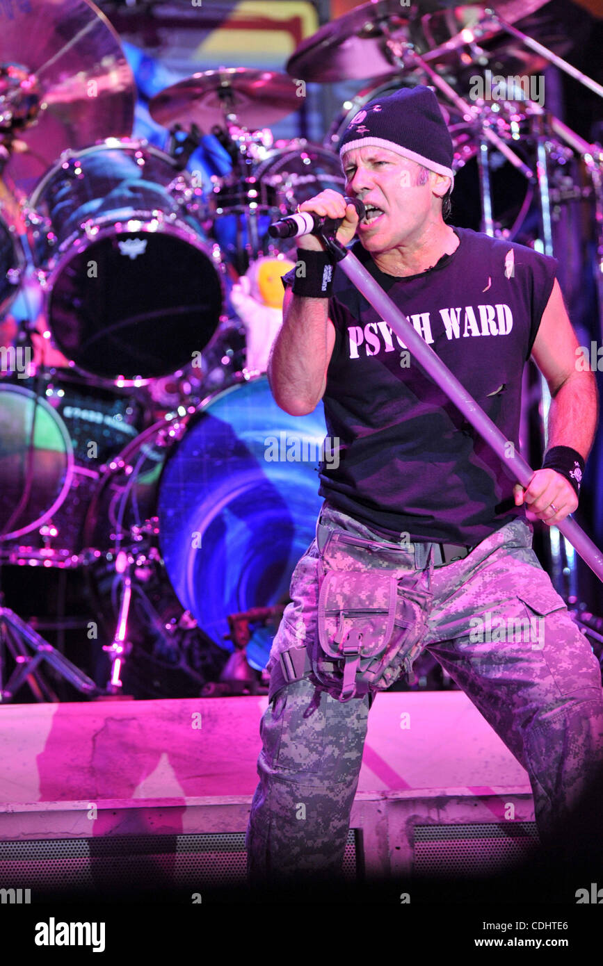 English heavy metal band Iron Maiden performing live in Moscow.Pictured Bruce Dickinson Stock