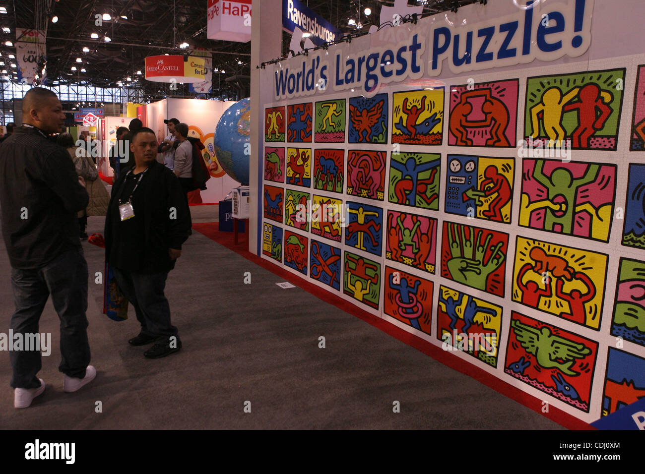Detail of the World's Largest Puzzle on display. Ravensburger's largest  commercially available puzzle, "Keith Haring: Double Retrospect" on display  at The Toy Fair which opens at Javits Convention Center; 655 W. 34th