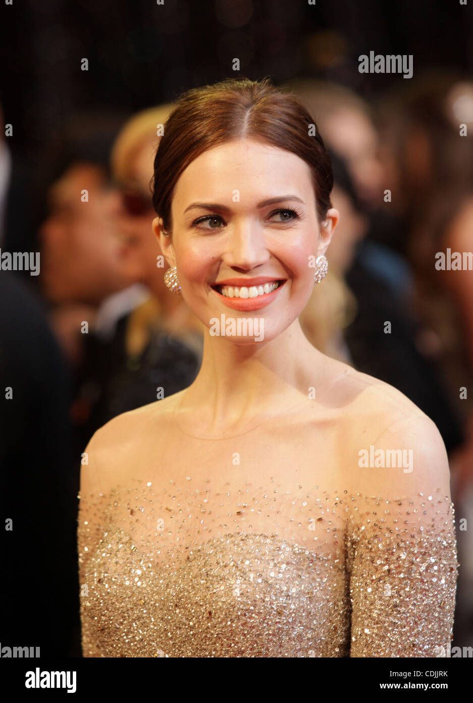 Feb. 27, 2011 - Hollywood, California, U.S. - Actress/singer MANDY MOORE wearing Monique Lhuillier dress, Chopard jewelry, Jimmy Choo shoes on the Oscar red carpet at the 83rd Academy Awards, The Oscars, in front of Kodak Theatre. (Credit Image: © Lisa O'Connor/ZUMAPRESS.com) Stock Photo