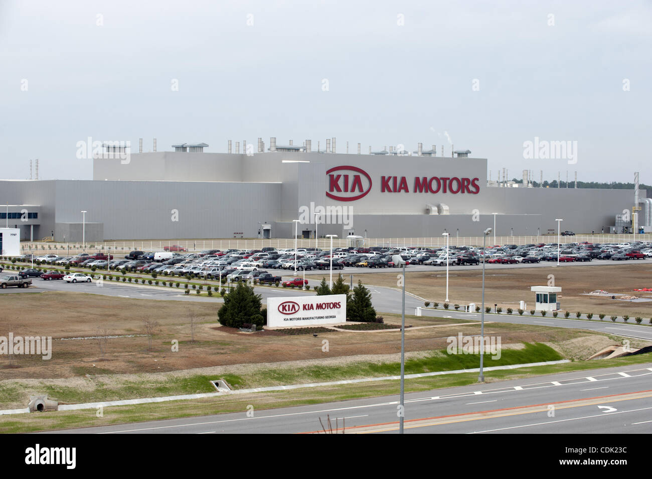 Mar. 7, 2011 - West Point, GA - Newly opened Kia auto assembly plant is the Korean makerÃ•s first in North America.  It launched production of the 2011 Sorento on Nov. 16, 2009.  With the addition of the second shift, the West Point facility will have capacity to assemble 300,000 vehicles annually.  Stock Photo