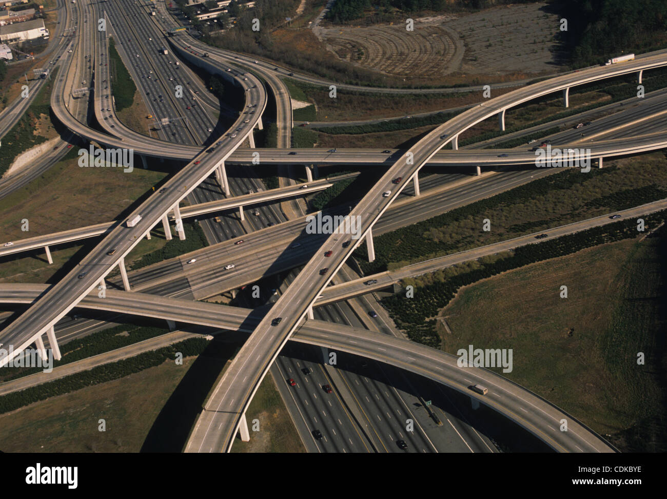 Mar. 15, 2011 - Atlanta, GA, USA - Aerial view of Interstates 85 and 285 north of Atlanta, known as 'Spaghetti Junction. (Credit Image: © Robin Nelson/ZUMAPRESS.com) Stock Photo
