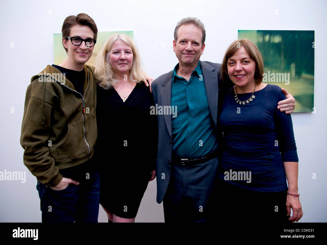 Mar.17, 2011 - San Francisco, California, USA - RACHEL MADDOW, her partner SUSAN MIKULA, GEORGE LAWSON and MARIE THIBEAULT at the dual opening reception for Ms. Mikula's 'American Vale' series of Polaroid photographs and Ms. Thibeault's Recent Paintings at the George Lawson Gallery. Stock Photo