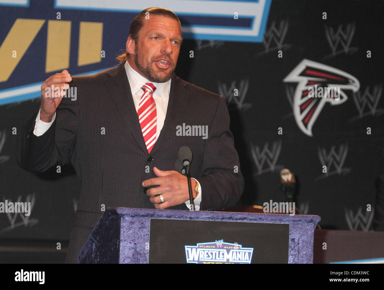 Mar. 30, 2011 - New York, New York, U.S. - WWE Superstar TRIPLE H attends the WrestleMania XXVll Press Conference held at the Hard Rock Cafe. (Credit Image: © Nancy Kaszerman/ZUMAPRESS.com) Stock Photo