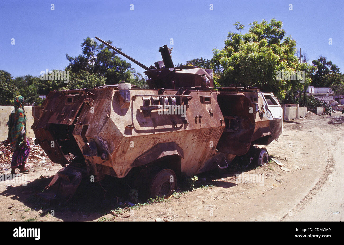 April 4, 2011 - Kismayo, Somalia - destroyed UN armoured vehicle in Mogadishu Somalia (Credit Image: © Theodore Liasi/ZUMAPRESS.com) Stock Photo
