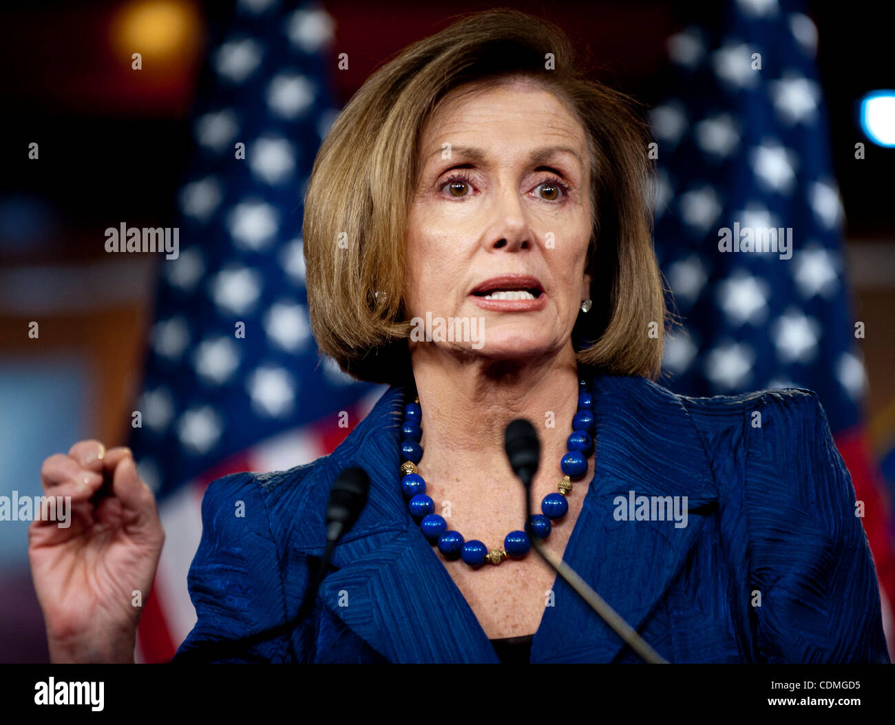 Apr. 7, 2011 - Washington, District of Columbia, U.S. - House Minority Leader NANCY PELOSI (D-CA) speaks to the media about the impending shutdown of the government if Congress does not come to an agreement on this years budget. (Credit Image: © Pete Marovich/ZUMAPRESS.com) Stock Photo