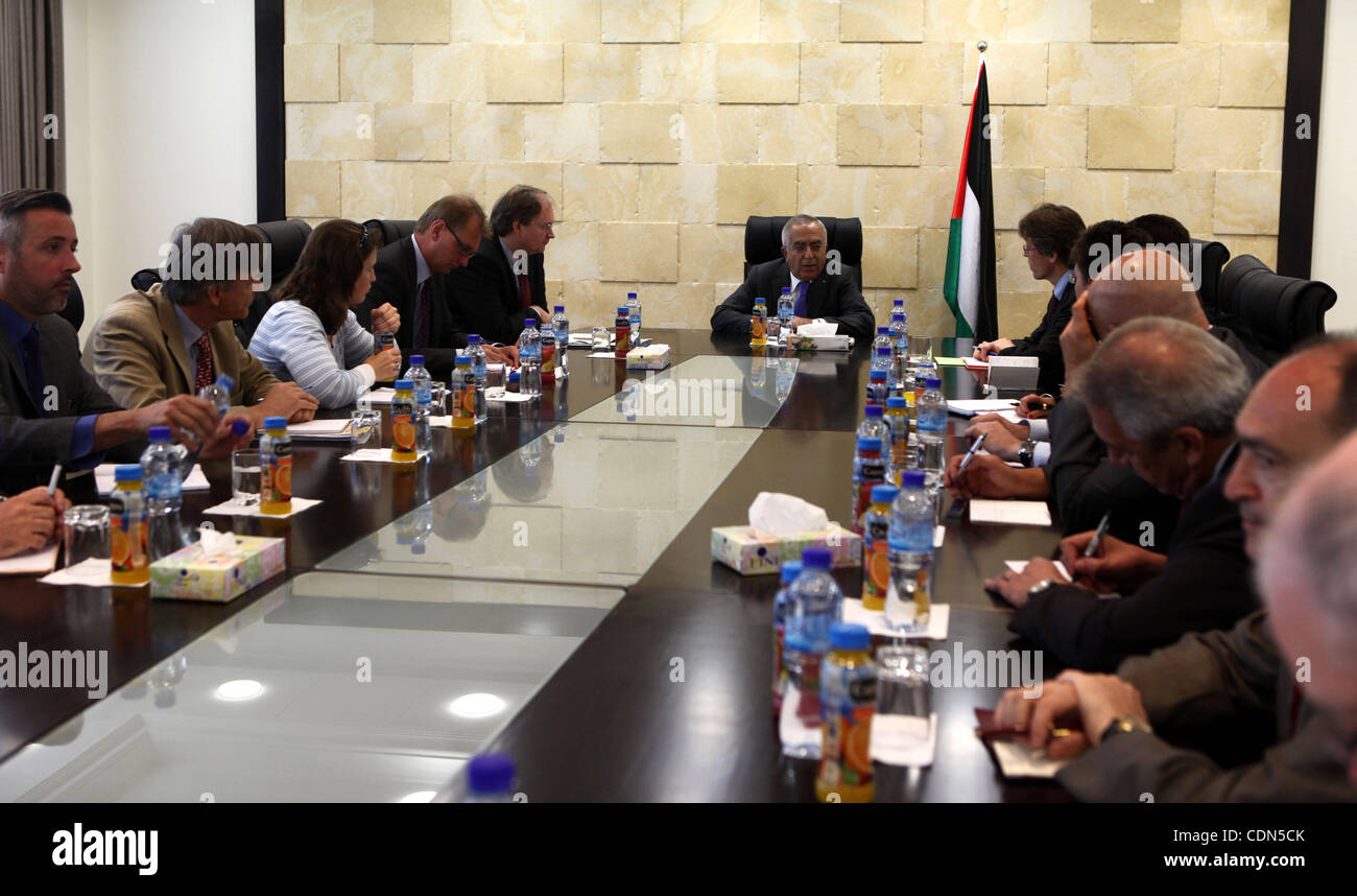 Palestinian Prime Minister, Salam Fayyad meets with representatives and consuls of the European Union countries in the West Bank city of Ramallah on May 3, 2011. Photo by Mustafa Abu Dayeh Stock Photo