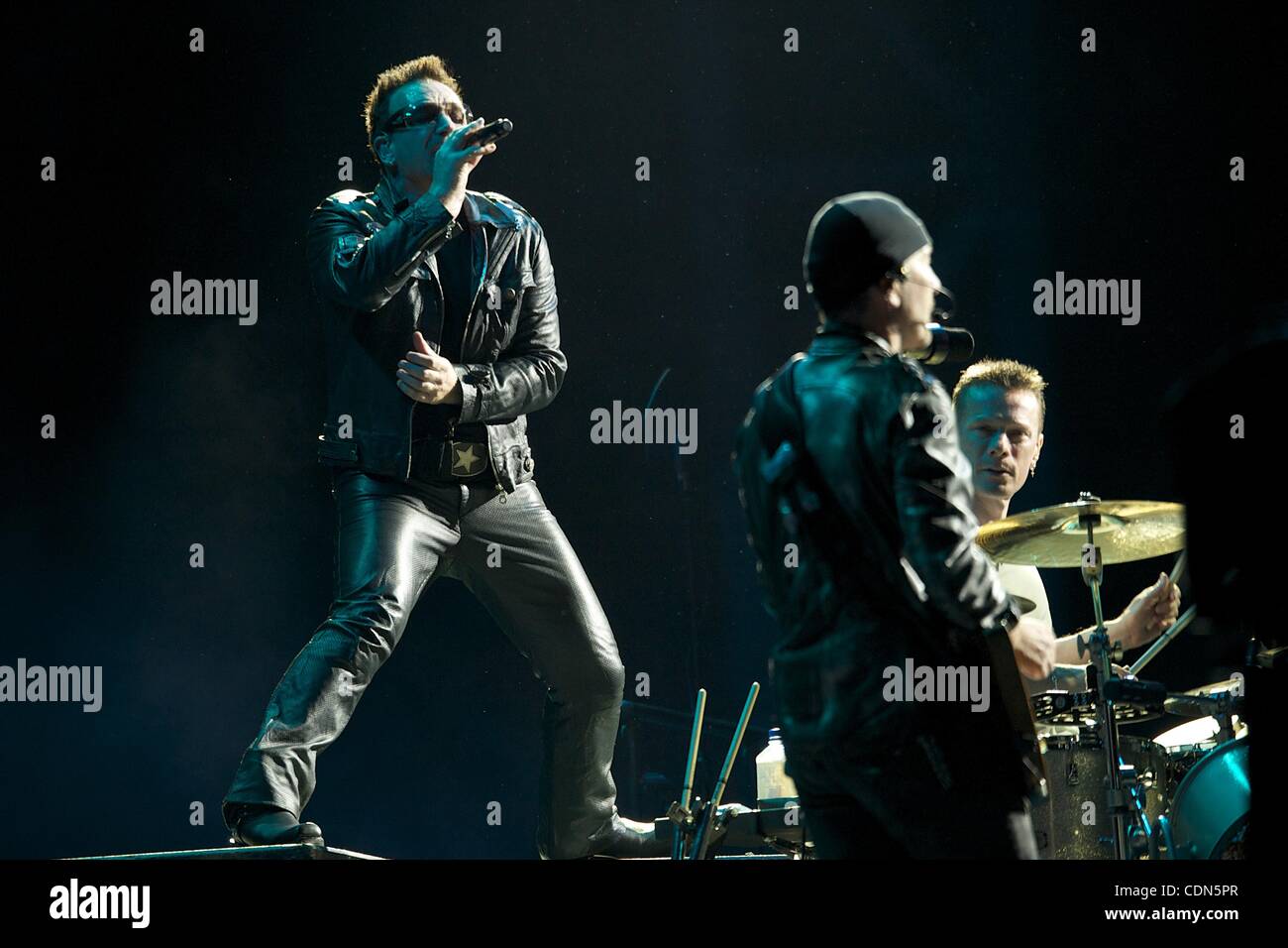 Sept 30, 2010 - Sevilla, Andalucia, Spain - The Irish rock band U2 performs on stage during the U2 360 Tour concert at the Estadio Olimpico. (Credit Image: © Jack Abuin/ZUMAPRESS.com) Stock Photo