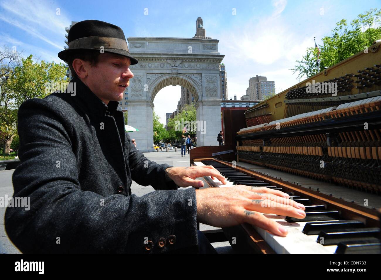 Colin Huggins plays his piano at Washington Square Park in New York on  March 9, 2013. Huggins moved to New York ten years ago from Boston and  worked as an accompanist for