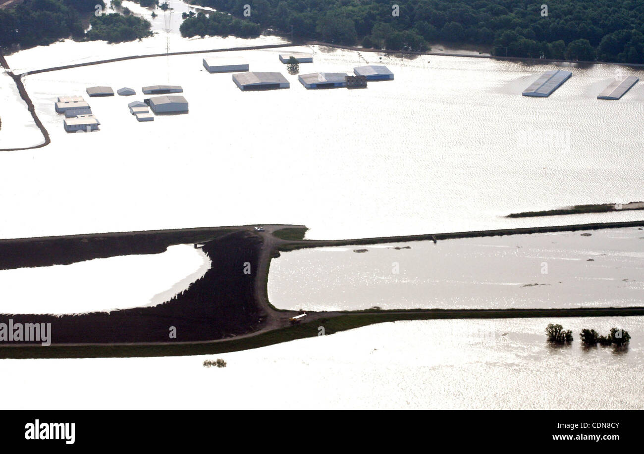 May 10, 2011 - Memphis, Tennessee, U.S. - Water reaches the aircraft hangers of General Dewitt Spain Airport flooded by the Mississippi River crest in Memphis. According to experts the river reached its highest point early this morning and has been flooding roads, homes, and businesses throughout th Stock Photo