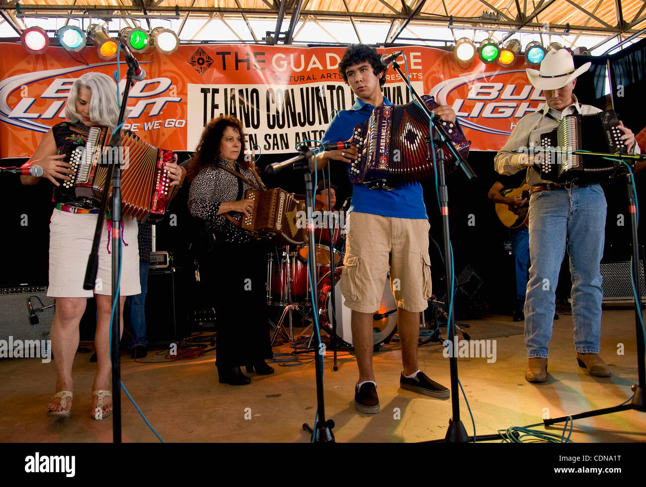 May 14, 2011 San Antonio, Texas, USA Eva Ybarra (second from left) and her accordion