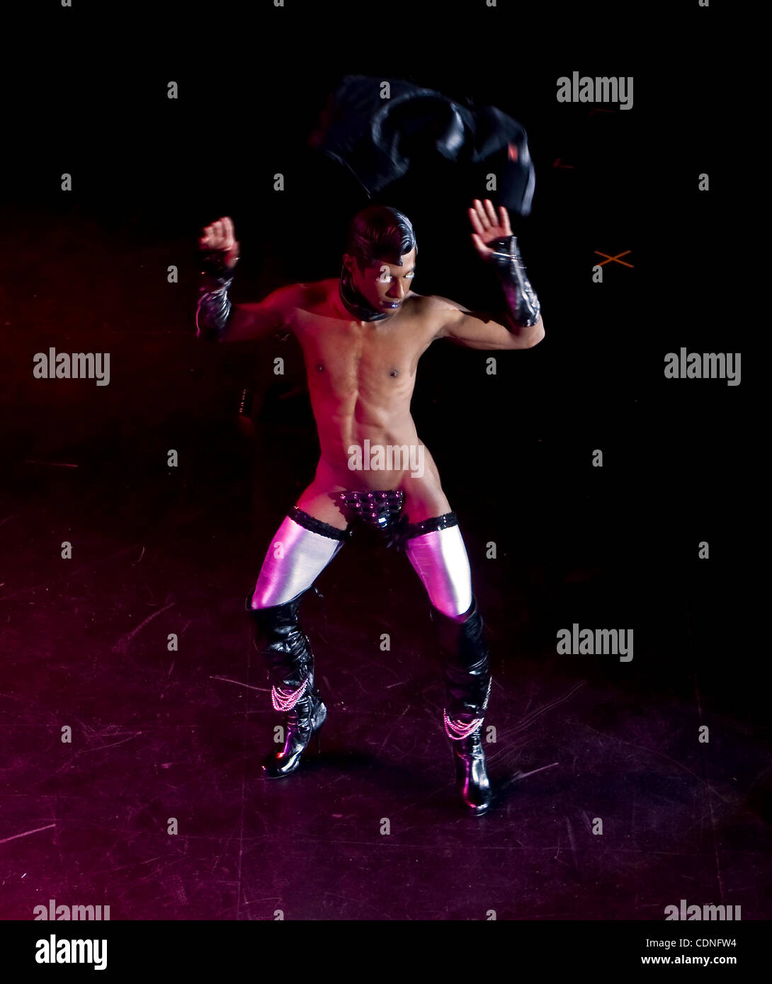 June 04, 2011 - Las Vegas, NV, USA -  Mahogany Storm competes in the Best Boylesque category during the Burlesque Hall of Fame Weekend.(Credit Image: © Brian Cahn/ZUMAPRESS.com) Stock Photo
