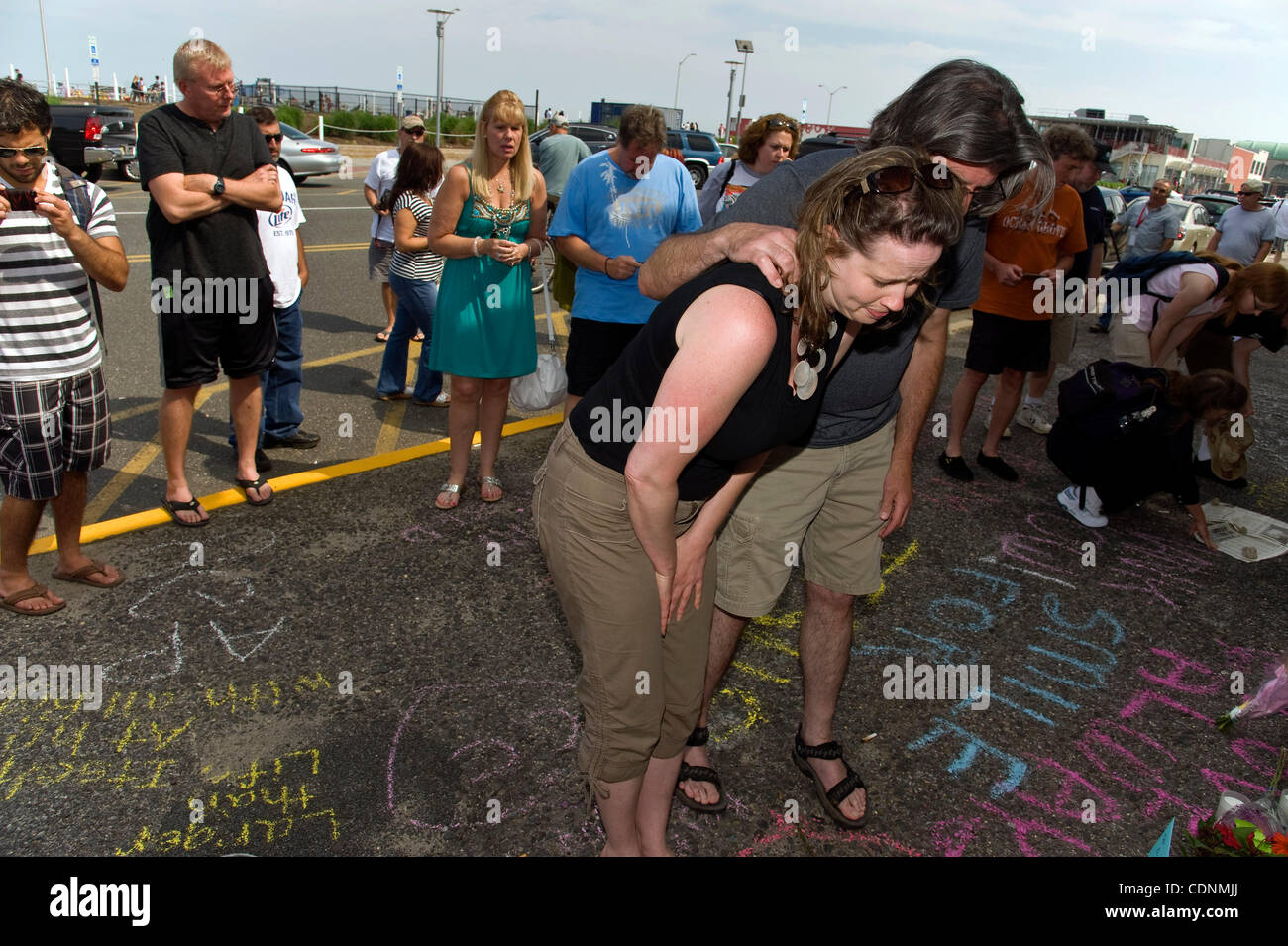 June 19, 2011 - Asbury Park, New Jersey, USA -  Fans gather at a memorial for E Street Band saxophonist Clarence Clemons at the Stone Pony, the nightclub known for featuring Bruce Springsteen at the start of his career.(Credit Image: © Brian Cahn/ZUMAPRESS.com) Stock Photo