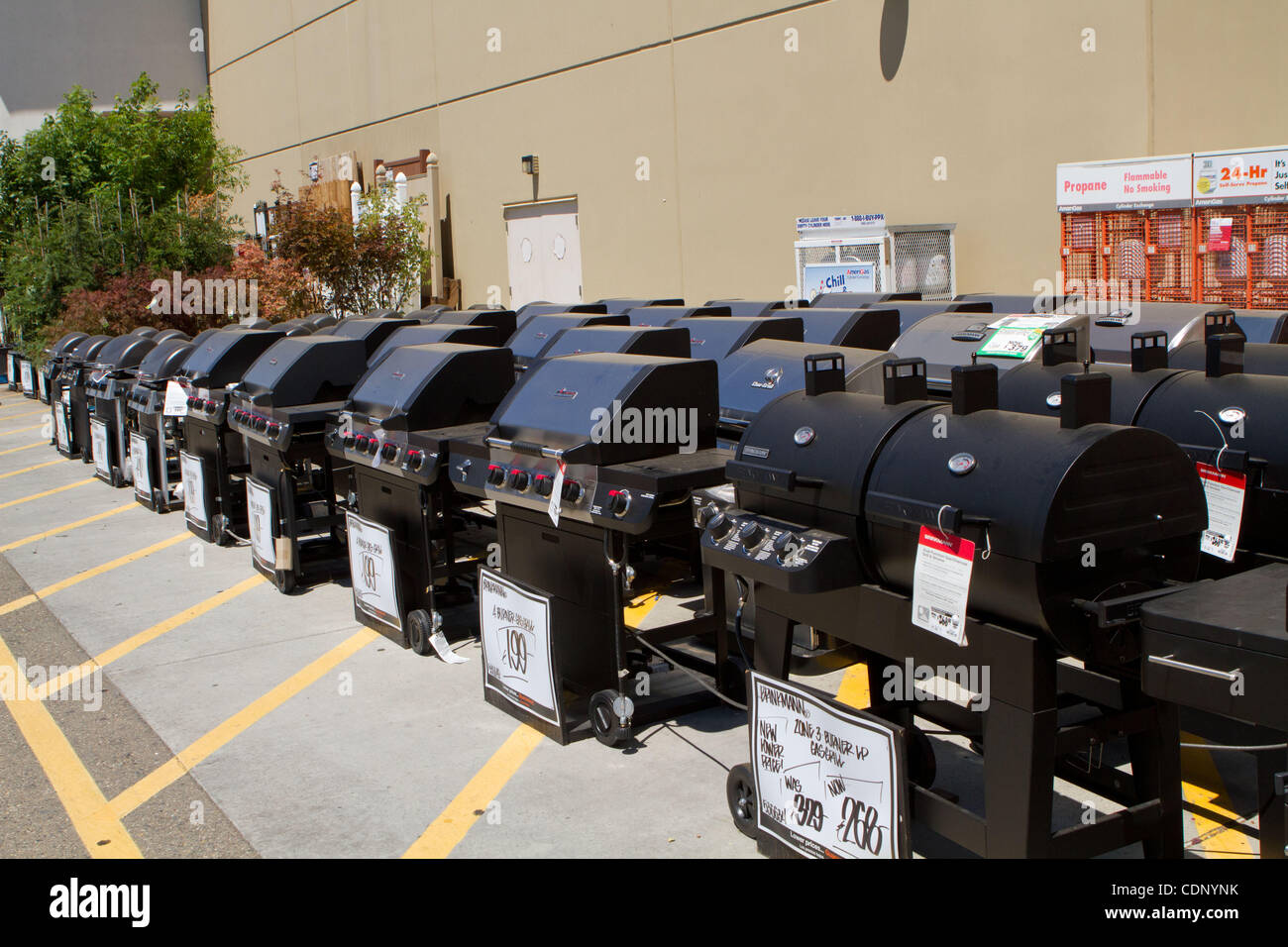 July 8, 2011 Turlock, California, U.S Rows of barbecues line the