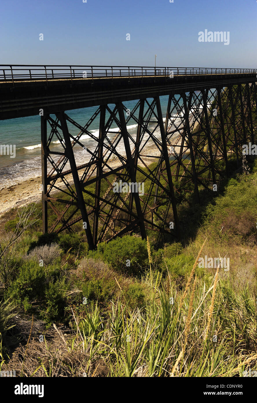 The Arroyo Hondo Bridge sits above the beach near Gaviota,CA. on July 8