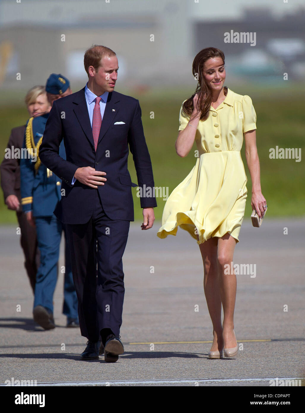 July 7, 2011 - Calgary, Alberta, Canada - Prince William and Catherine Middleton, Duchess of Cambridge, are greeted with white cowboy hats as they arrive in Calgary. Calgary is the last Canadian stop of the British Royal Tour. Photo by Jimmy Jeong / Rogue Collective Stock Photo