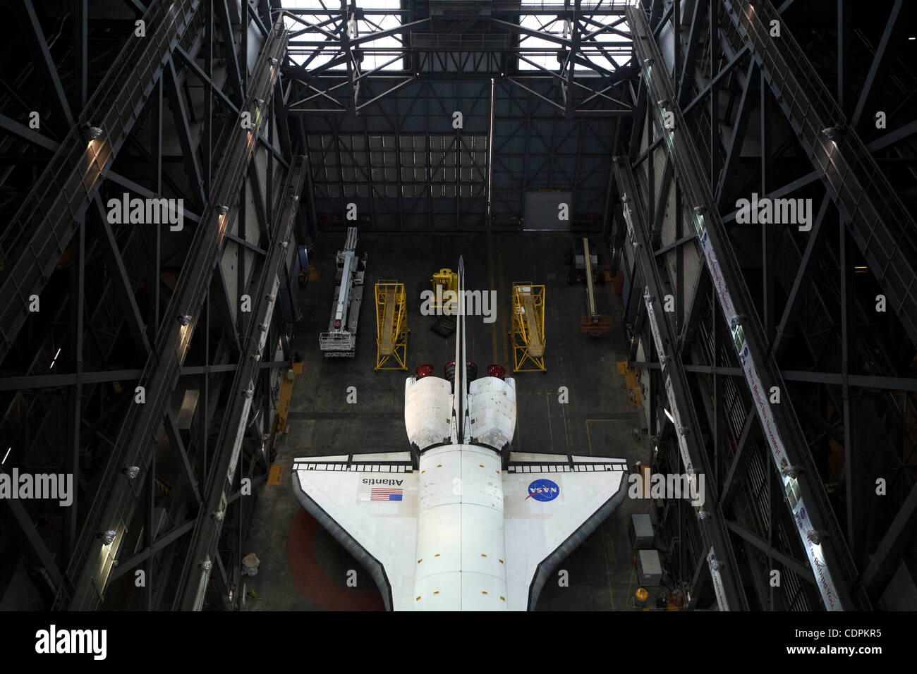 Cape Canaveral, Florida US - The space shuttle Atlantis sits inside the ...