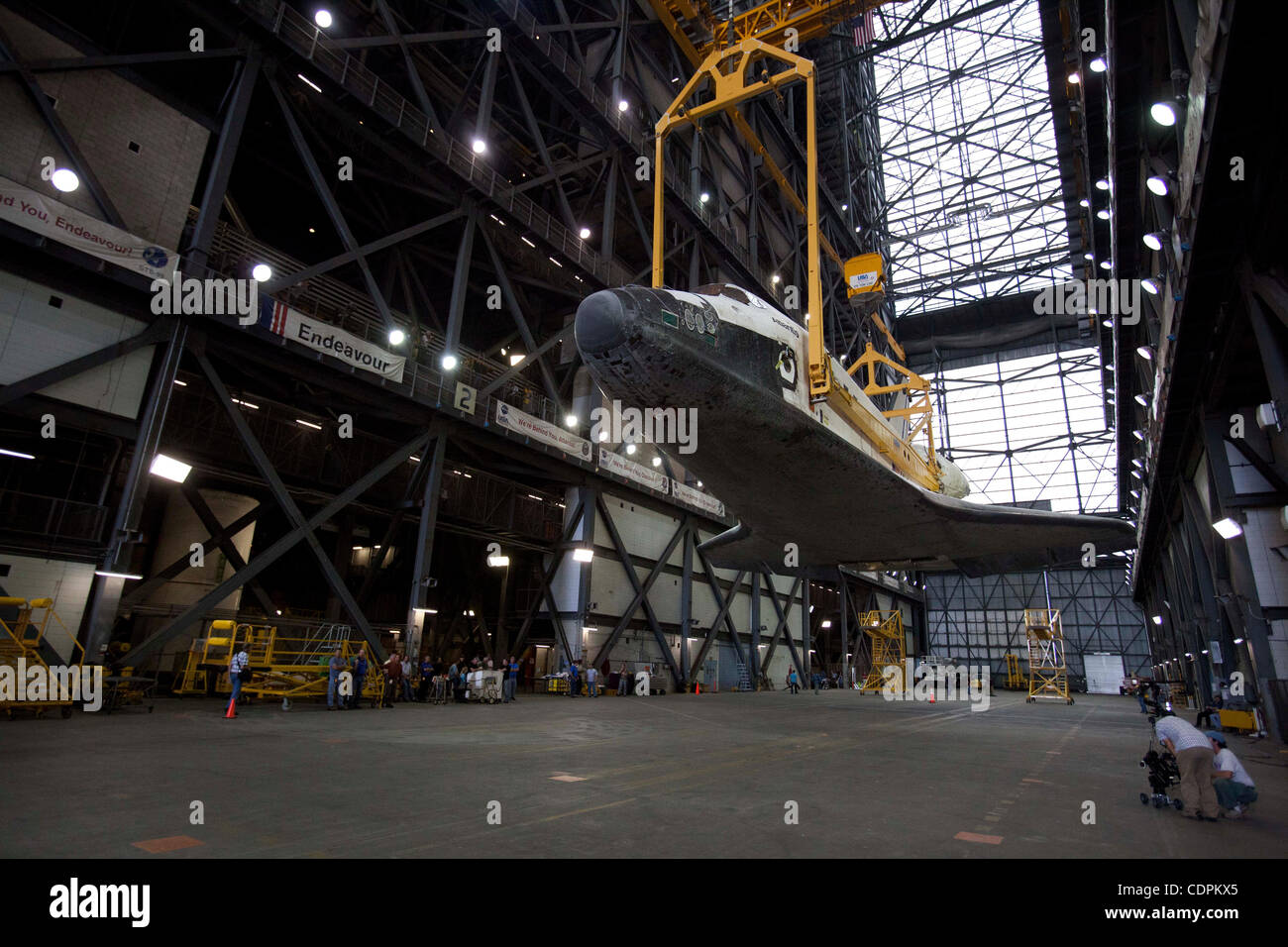 Cape Canaveral, Florida US - The space shuttle Atlantis hangs inside ...