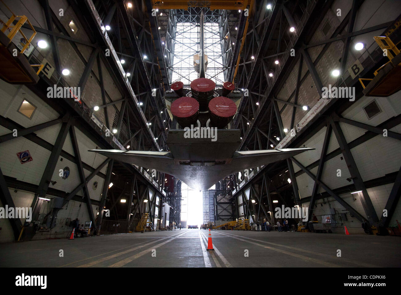 Cape Canaveral, Florida US - The space shuttle Atlantis hangs inside ...