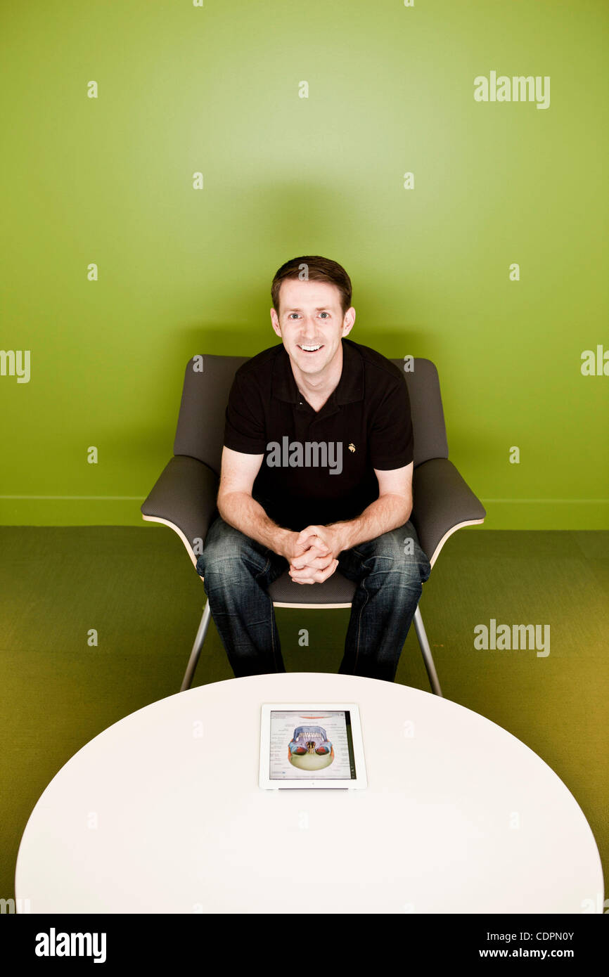 July 18, 2011 - San Francisco, California, U.S. - MATT MACINNIS, 31, Inkling Founder and CEO, in his San Francisco offices. It's a flexible, interactive publishing platform where the human is at the center of the creative process, not the book. Inkling redefines textbooks for iPad.  (Credit Image: Stock Photo