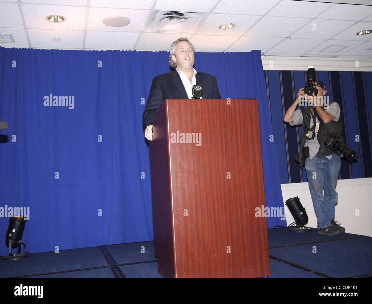 June 6, 2011 - New York, New York, U.S. - Andrew BreitbartÃ•s conservative website Big Government exposed the Anthony Weiner Twitter sexting scandal. He defended the accuracy of the story at a press conference before Weiner arrived. (Credit Image: © John Marshall Mantel/ZUMAPRESS.com) Stock Photo