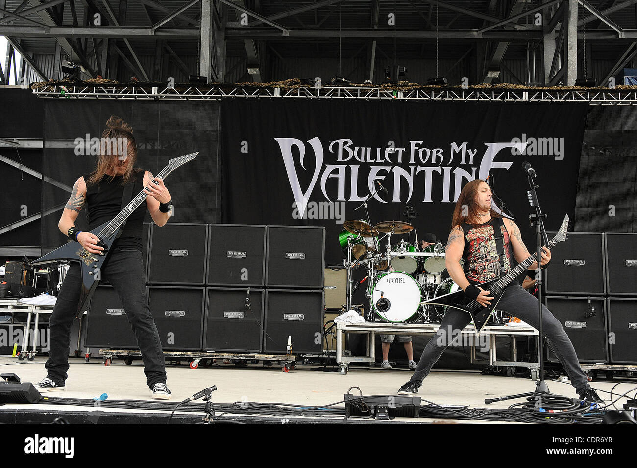 May. 22, 2011 - Columbus, Ohio; USA - (L-R) Guitarist MICHAEL PAGET and Singer / Guitarist MATTHEW TUCK of the band Bullet For My Valentine performs live as part of the 5th Annual Rock on the Range Music Festival that is taking place at the Crew Stadium located in Columbus. Copyright 2011 Jason Moor Stock Photo