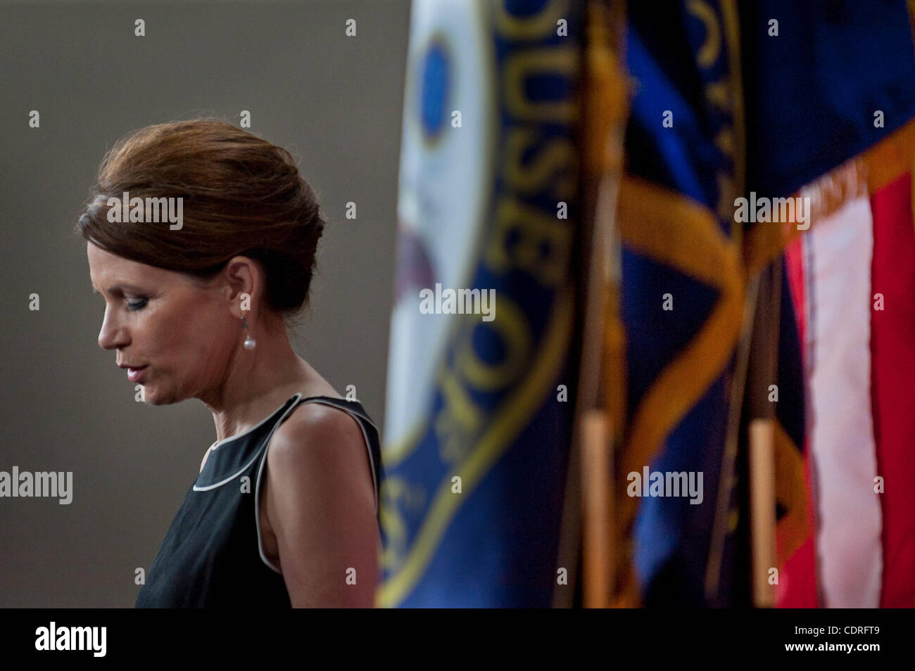 July 13, 2011 - Washington, District of Columbia, U.S. - Rep. MICHELE BACHMANN (R-MN) at  a news conference on Capitol Hill Wednesday about the debt ceiling and military benefits. (Credit Image: © Pete Marovich/ZUMAPRESS.com) Stock Photo
