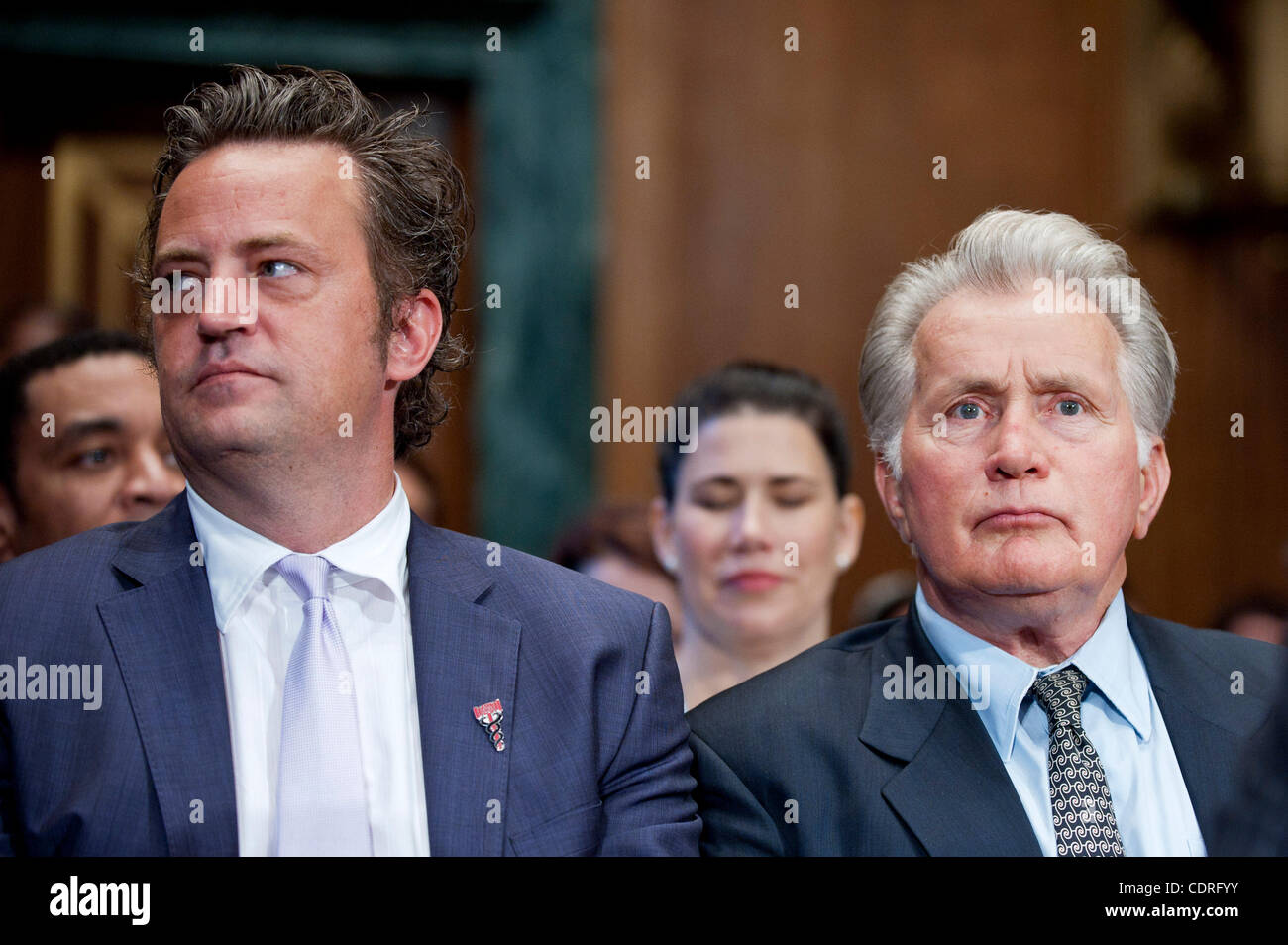 July 19, 2011 - Washington, District of Columbia, U.S. - Actors MATTHEW PERRY and MARTIN SHEEN during a Senate Judiciary Committee hearing ''Drug and Veterans Treatment Courts: Seeking Cost-Effective Solutions for Protecting Public Safety and Reducing Recidivism. (Credit Image: © Pete Marovich/ZUMAP Stock Photo