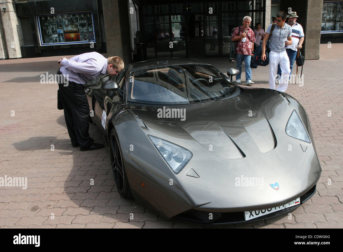 July 13,2011.Moscow,Russia.Pictured: First russian supercar Marussia sportcar.                                                           In September 2010 Russian Marussia sport supercars have gone on sale in Moscow for around 100000 euros. The car will be offered for sale in most of continental Eur Stock Photo
