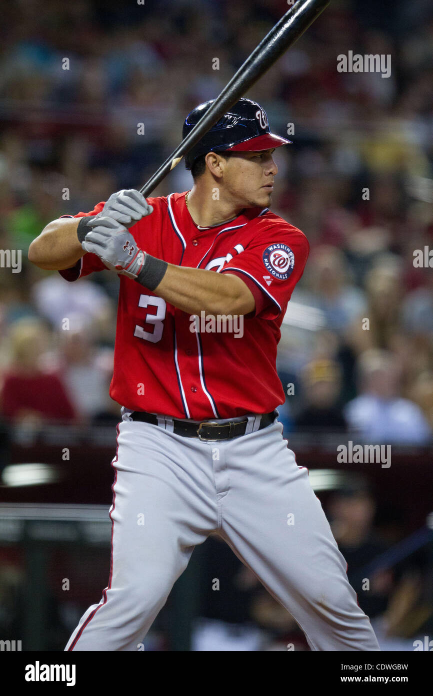 June 4, 2011 - Phoenix, Arizona, U.S - Washington Nationals' catcher Wilson Ramos (3) waits for a pitch during a game against the Arizona Diamondbacks. The Diamondbacks defeated the Nationals 2-0 in the third of a four game series at Chase Field in Phoenix, Arizona. (Credit Image: © Chris Pondy/Sout Stock Photo