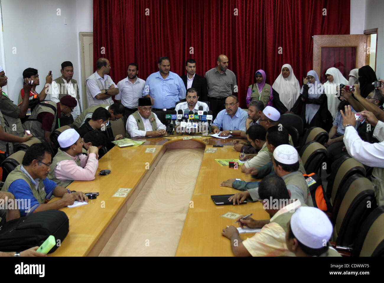 Member of the Palestinian Ministry of Health delivers speech during