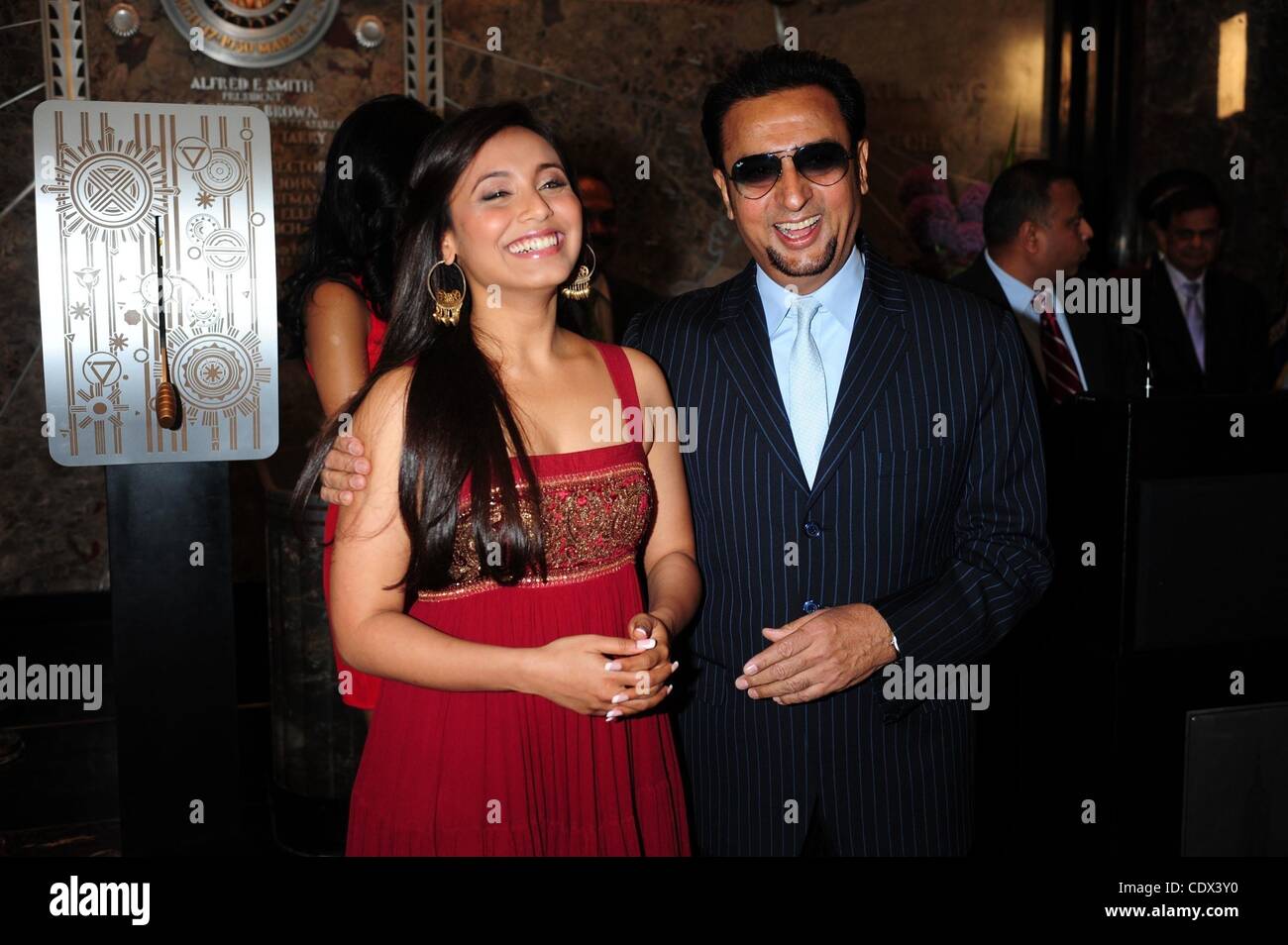 Aug. 19, 2011 - Manhattan, New York, U.S. - Actress RANI MUKHERJEE and Actor GULSHAN GROVER as Bollywood and Hollywood stars light the Empire State Building in the color of the Indian flag in honor of the 31st New York City FIA India Day Parade. (Credit Image: © Bryan Smith/ZUMAPRESS.com) Stock Photo