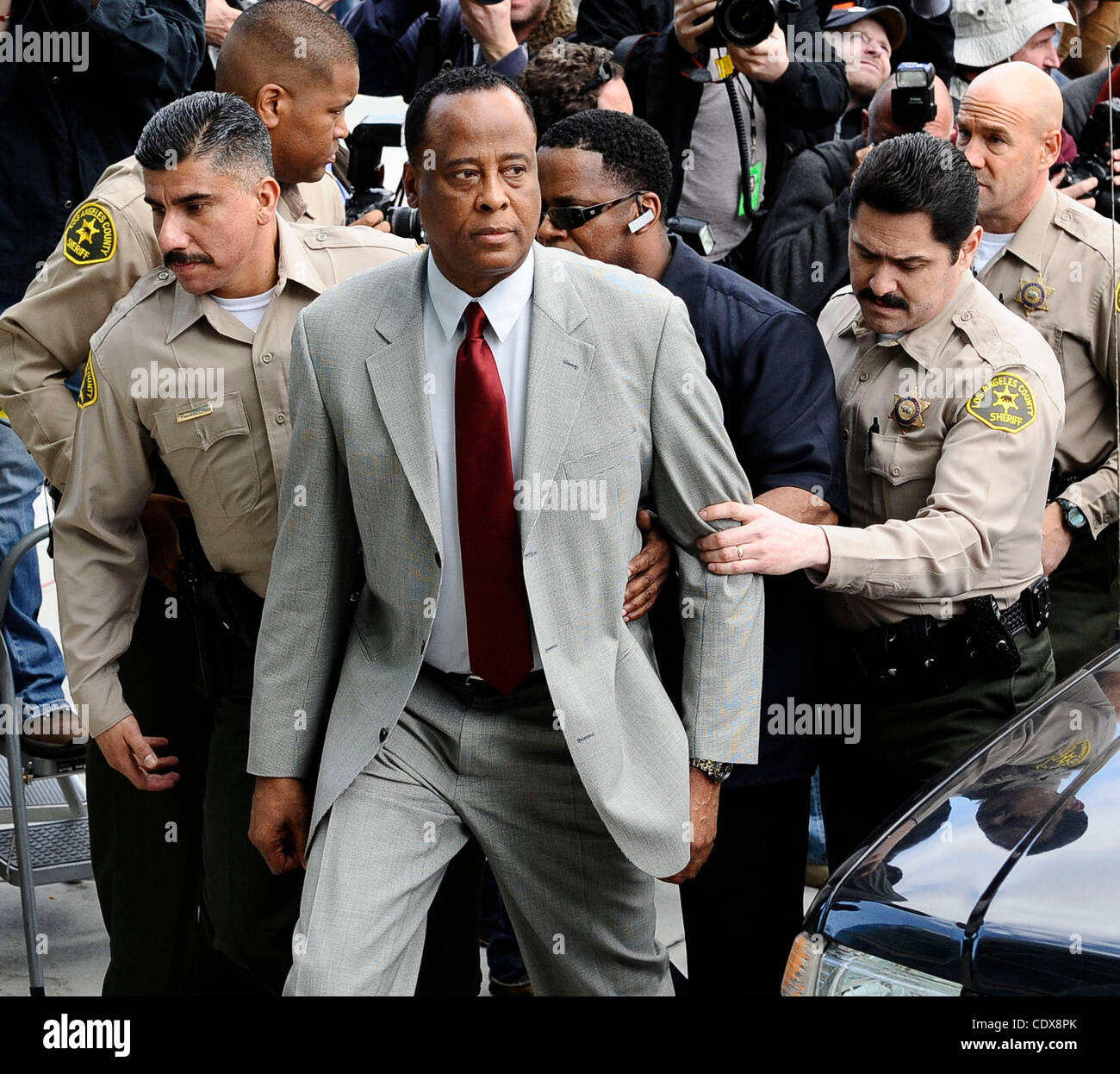 Nov. 07, 2011 - Los Angeles, California, USA - FILE - Michael Jackson's personal physician CONRAD MURRAY has been found guilty of involuntary manslaughter for causing the pop icon's 2009 death by a powerful surgical anesthetic. Pictured: Feb 08, 2010 - Los Angeles, California, USA - Dr. Conrad Murra Stock Photo
