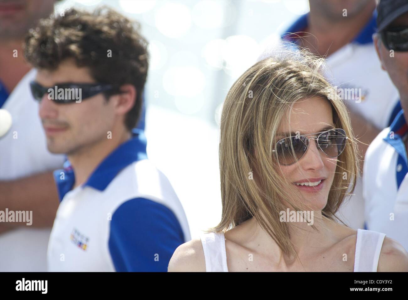 Aug. 6, 2011 - Palma de Majorca, Spain - Prince Felipe and Princess Letizia during the last journey with the winner, Jose Cusi, at the Real Club Nautico during during the 30th Copa del Rey Audi Mapfre Sailing Cup in Palma de Mallorca, Spain (Credit Image: Â© Jack Abuin/ZUMAPRESS.com) Stock Photo