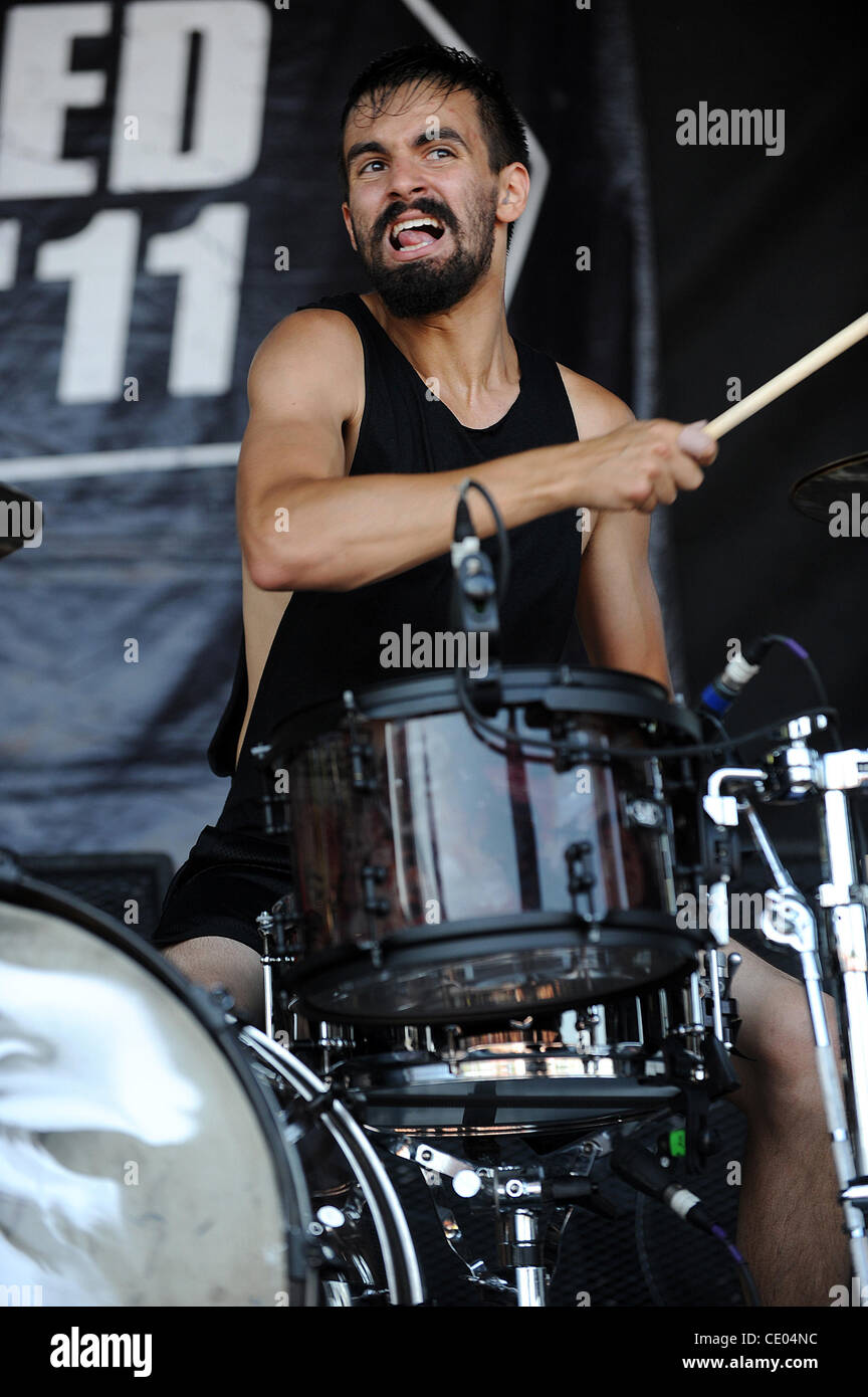 Jul 27, 2011 - Virginia Beach, Virginia; USA - Drummer JAY WEINBERG of the  band Against Me! performs live as part of the 2011 Vans Warped Tour that  took place at the