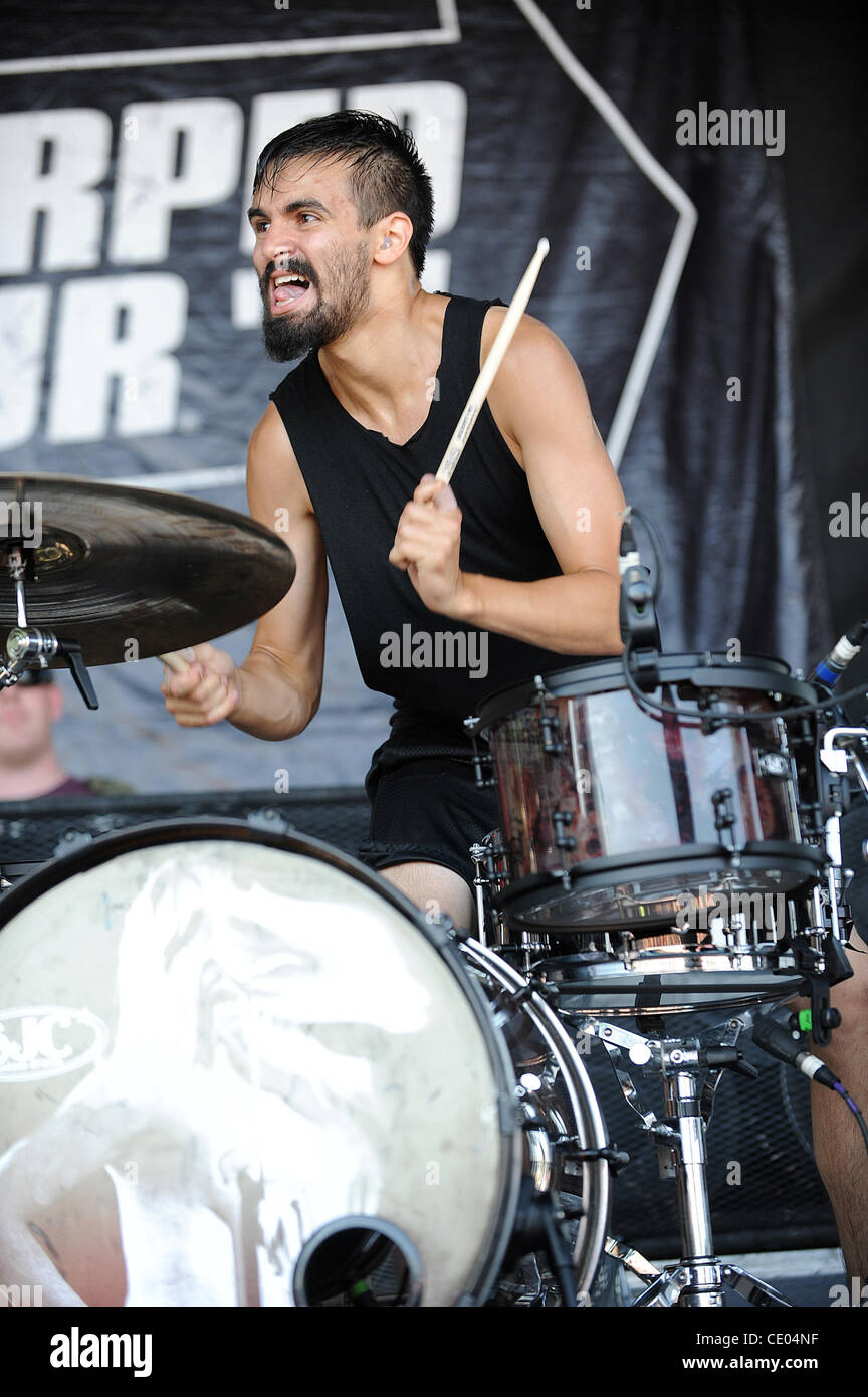 Jul 27, 2011 - Virginia Beach, Virginia; USA - Drummer JAY WEINBERG of the  band Against Me! performs live as part of the 2011 Vans Warped Tour that  took place at the