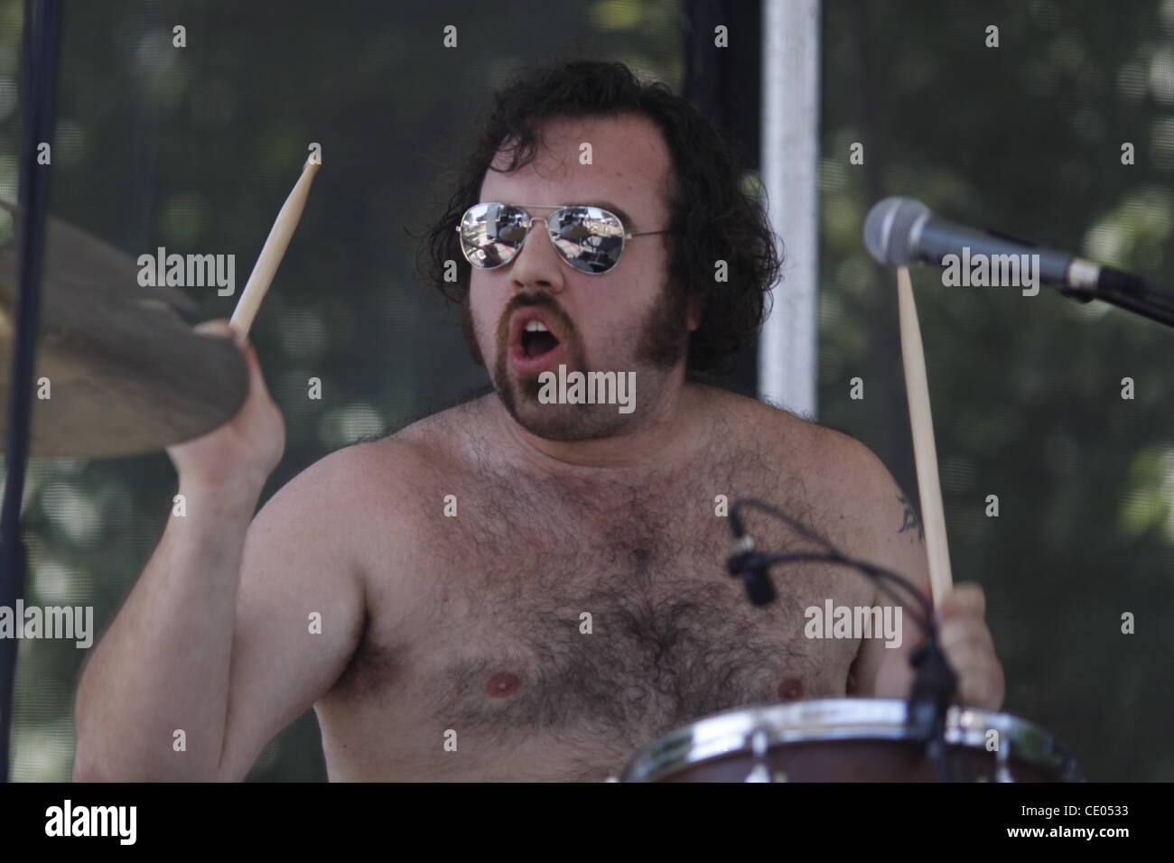 July 29, 2011 - New York, New York, U.S. - Brad Parsons, drummer for the rock band The Villains. (Credit Image: © John Marshall Mantel/ZUMAPRESS.com) Stock Photo