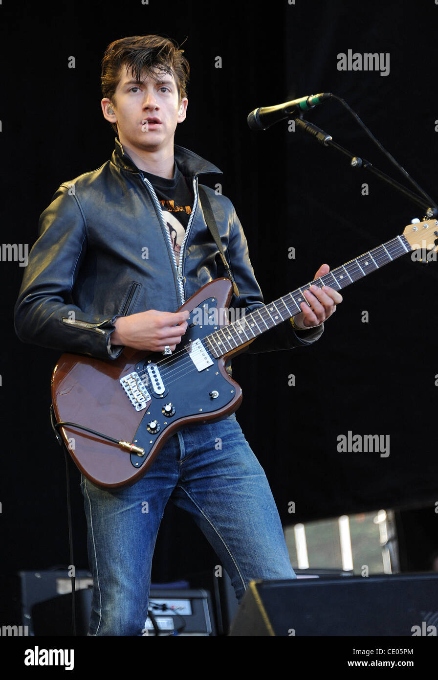 Aug 13, 2011 - San Francisco, California; USA - Singer / Guitarist ALEX TURNER of the band Arctic Monkeys performs live as part of the 2011 Outside Lands Music Festival that is taking place at Golden Gate Park.  The three day festival will attract thousands of fans to see a variety of artist on six  Stock Photo