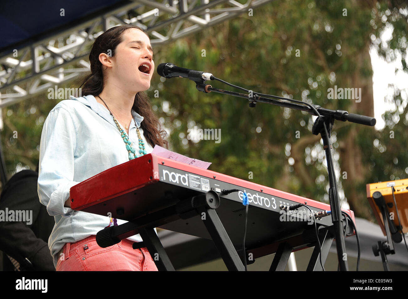 Aug 13, 2011 - San Francisco, California; USA - Musician XIMENA SARINANA performs live as part of the 2011 Outside Lands Music Festival that is taking place at Golden Gate Park.  The three day festival will attract thousands of fans to see a variety of artist on six different stages. Copyright 2011  Stock Photo