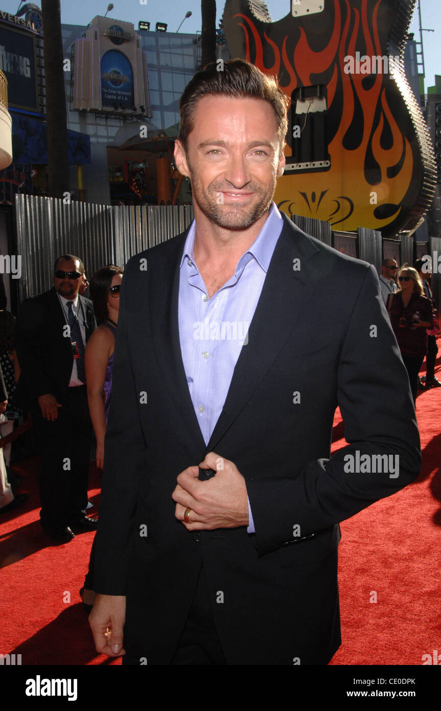 Oct. 3, 2011 - Hollywood, California, U.S. - Hugh Jackman during the premiere of the new movie from Dreamworks Pictures REAL STEEL, held at the Gibson Amphitheatre, on October 2, 2011, in Los Angeles.(Credit Image: Â© Michael Germana/Globe Photos/ZUMAPRESS.com) Stock Photo