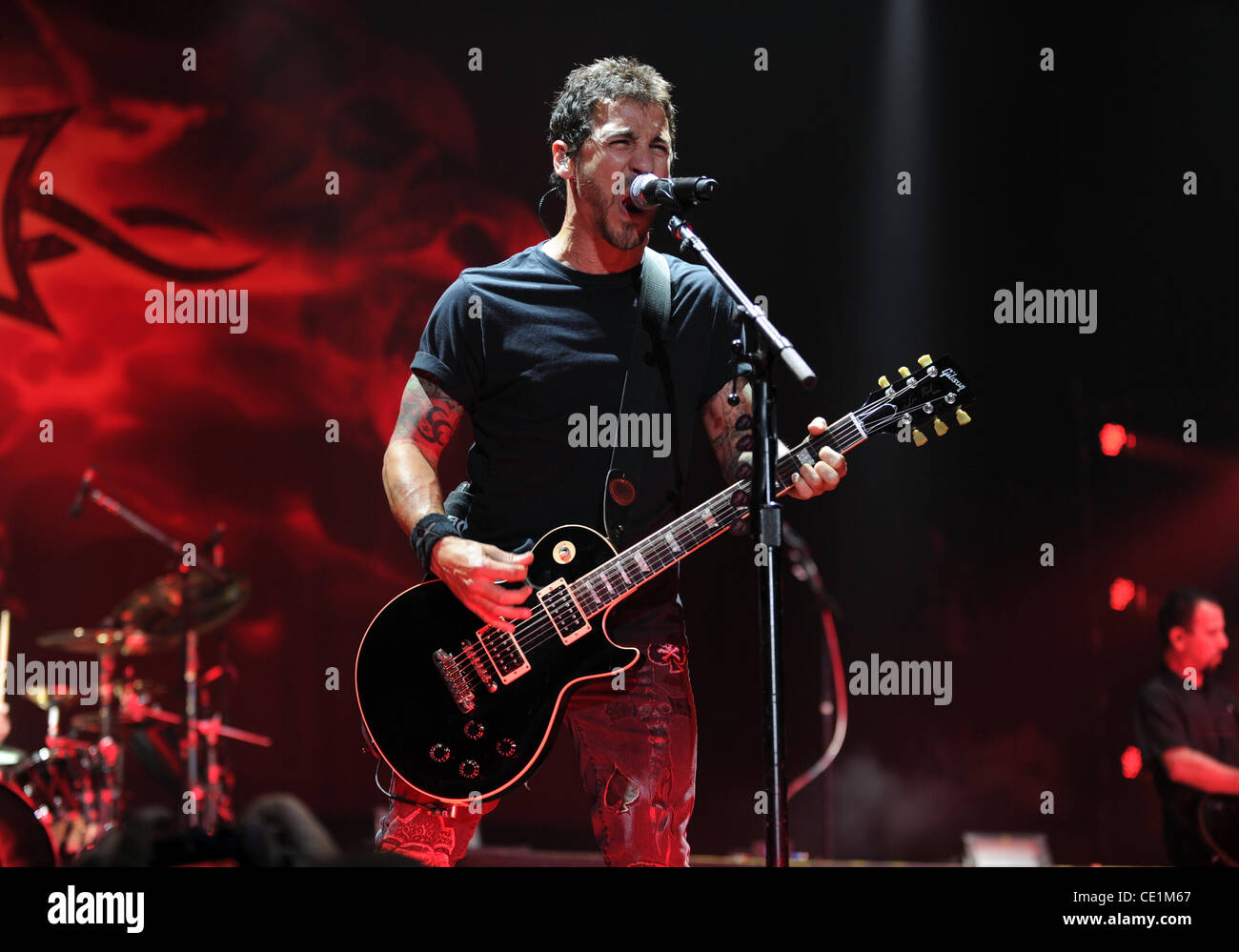 Aug. 10, 2011 - Dallas, Texas, U.S - Lead Singer Sully Erna of the Heavy Metal Rock Band Godsmack performs live on stage at the Rockstar Energy Drink Mayhem Festival at the Gexa Energy Pavillion in Dallas, Texas (Credit Image: © Albert Pena/Southcreek Global/ZUMAPRESS.com) Stock Photo