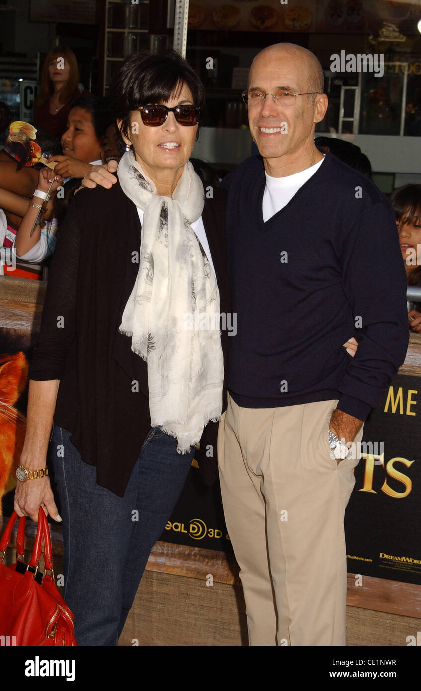 Oct. 23, 2011 - Hollywood, California, U.S. - Jeffrey .Katzenberg And Wife attend the Premiere Of ''Puss In Boots'' at the Village Theater in Westwood,Ca on October 23,2011.. 2011(Credit Image: © Phil Roach/Globe Photos/ZUMAPRESS.com) Stock Photo