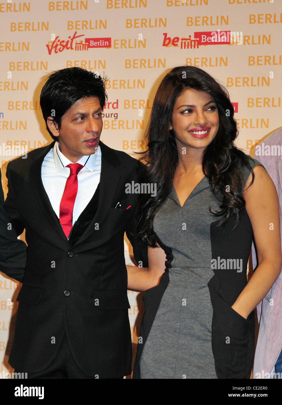 Shahrukh Khan and Priyanka Chopra at a press conference for the movie