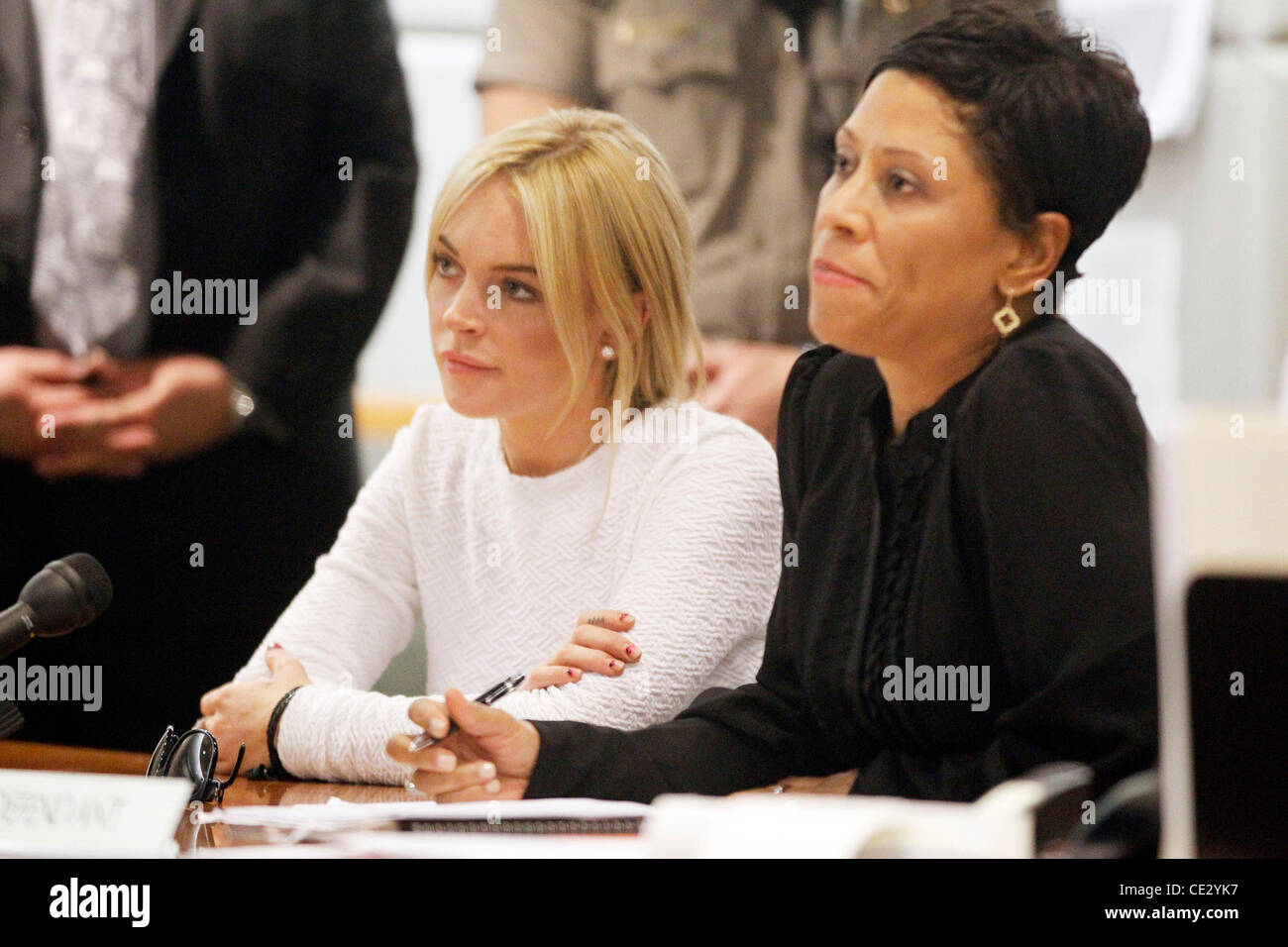 Lindsay Lohan and her lawyer Shawn Chapman Holley at Los Angeles County