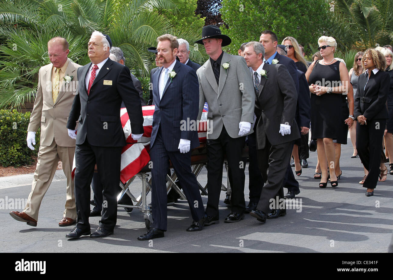Family and guest attend the funeral for Tony Curtis at the Palm Mortuary & Cemetery. Curtis died