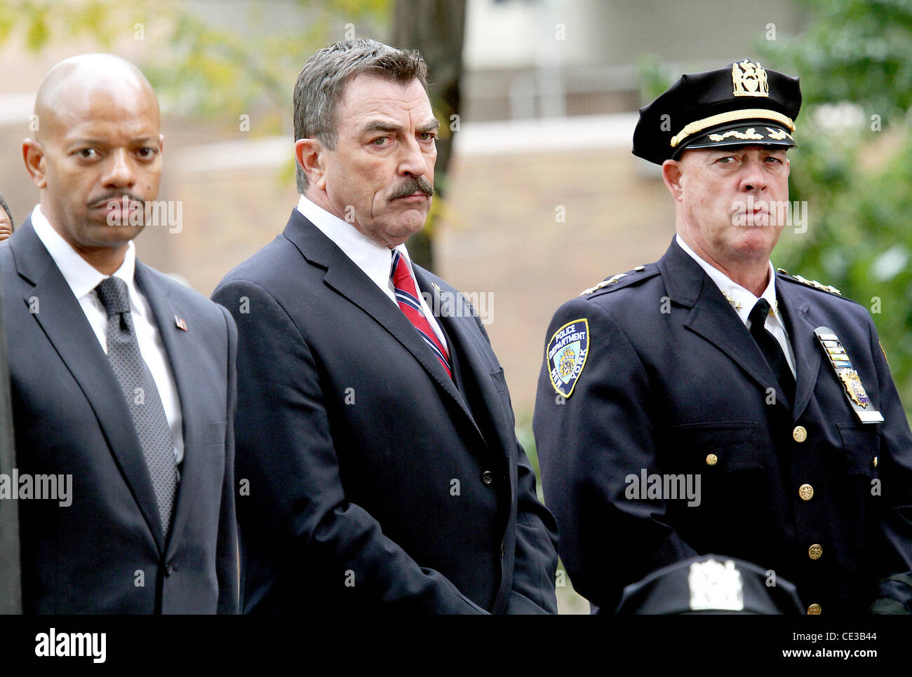 Tom Selleck Actors filming on the set of the television show 'Blue Bloods'  New York City, USA - 20.10.10 Stock Photo - Alamy