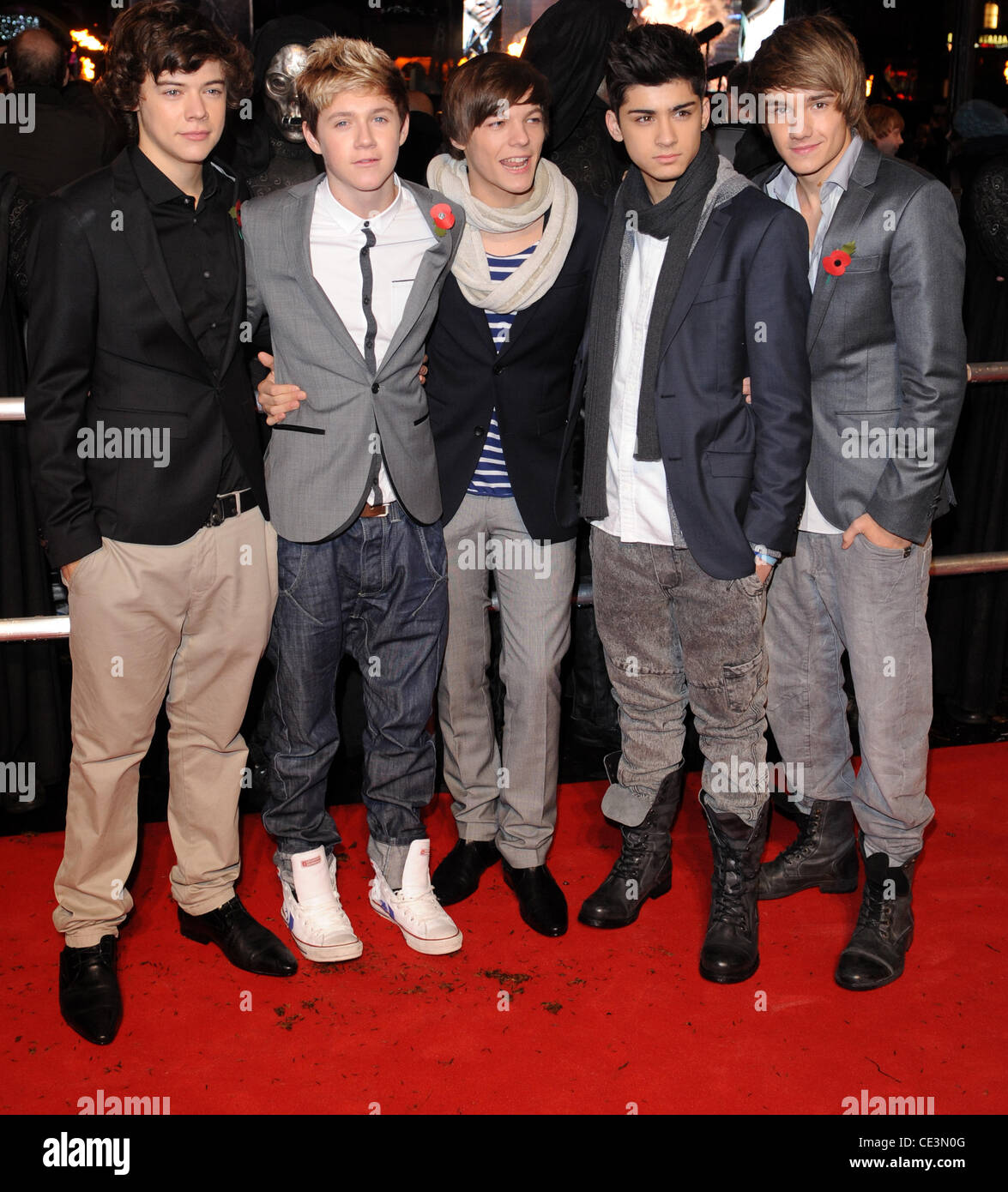 Harry Styles Niall Horan Louis Tomlinson Zain Malik And Liam Payne Of One Direction World Premiere Of Harry Potter And The Deathly Hallows Part 1 Held At The Odeon Leicester Square